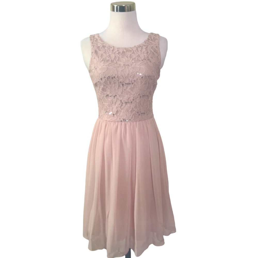 Lace and Sequin Blush Pink Dress